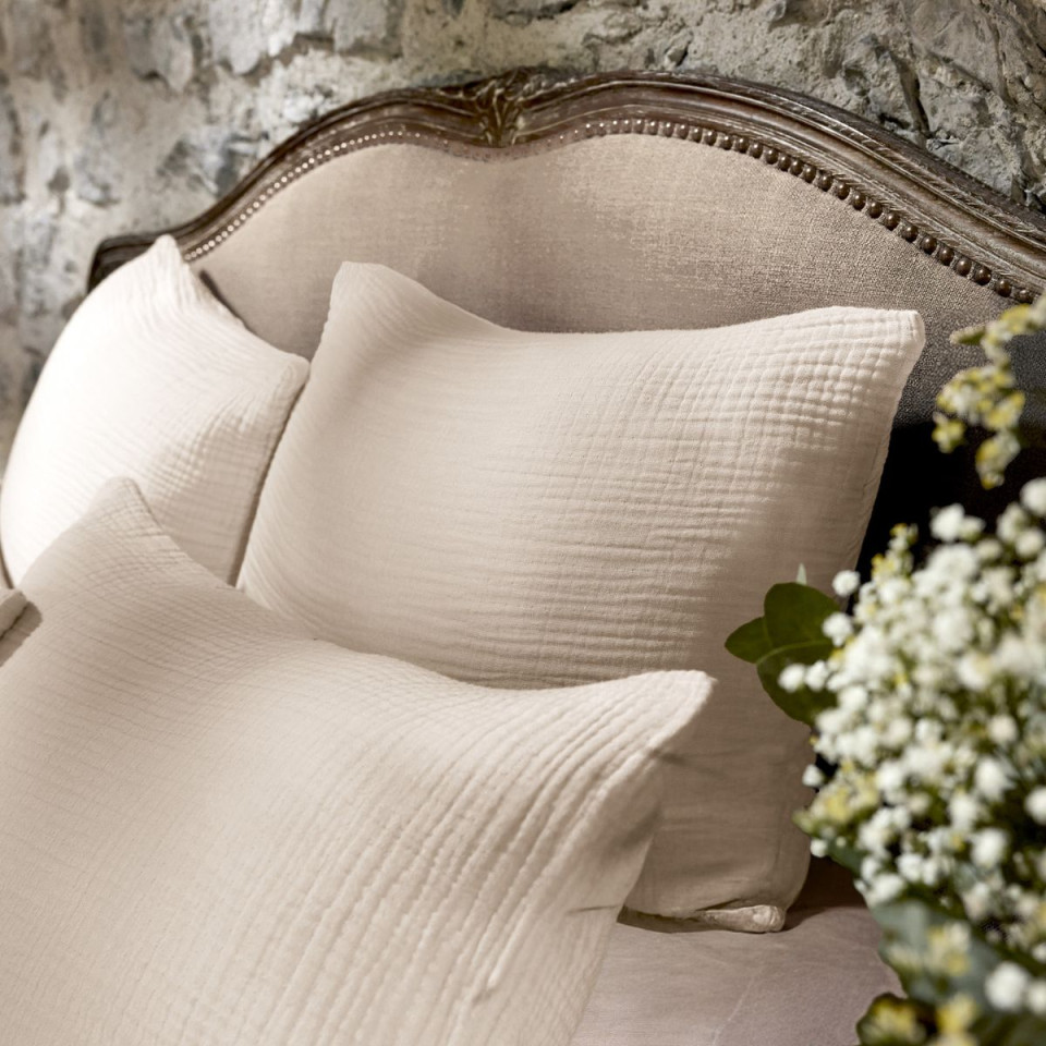 Taie d'Oreiller Gaze de Coton INA Couleur:Pampa  L'Effet Papillon