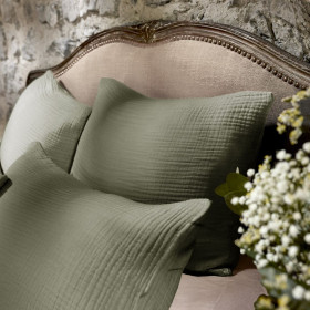 Taie d'Oreiller Gaze de Coton INA Couleur:Romarin  L'Effet Papillon