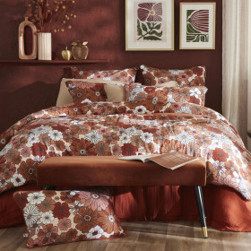 Taie d'Oreiller Gaze de Coton ANNA Couleur:Terracotta  L'Effet Papillon