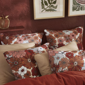 Taie d'Oreiller Gaze de Coton ANNA Couleur:Terracotta  L'Effet Papillon
