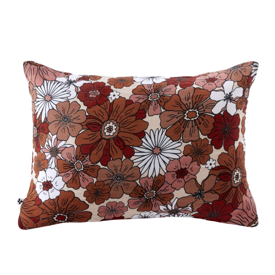 Taie d'Oreiller Gaze de Coton ANNA Couleur:Terracotta Dimensions:50 x 70 L'Effet Papillon