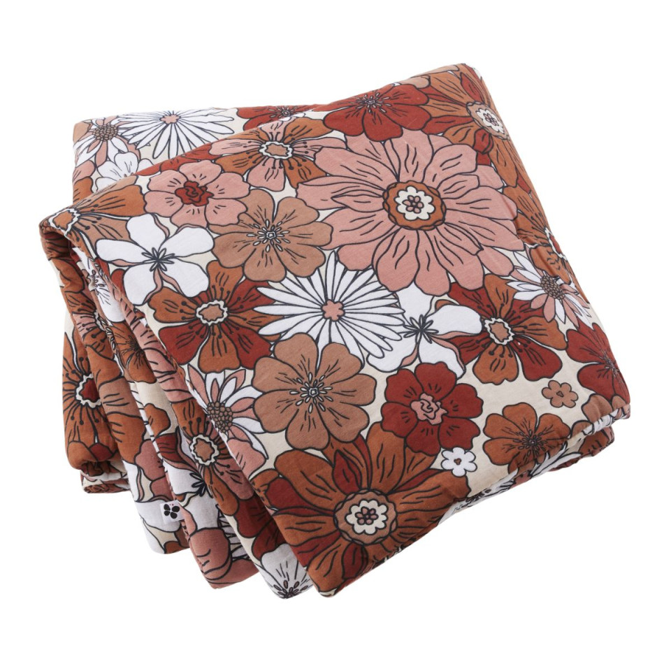 Édredon Réversible Gaze de Coton ANNA Couleur:Terracotta Dimensions:90 x 200 L'Effet Papillon