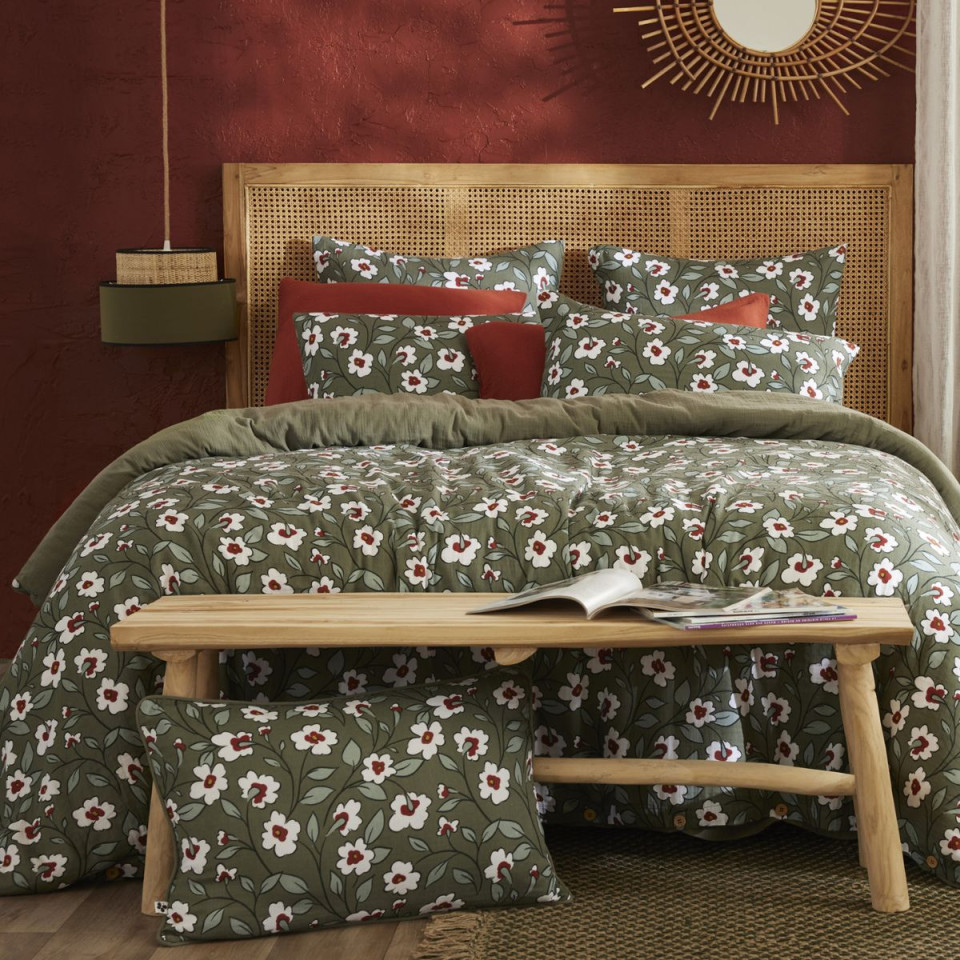 Housse De Couette Réversible Gaze de Coton FLORA