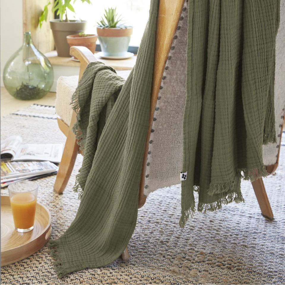 Plaid / Couvre lit Gaze de Coton GAIA