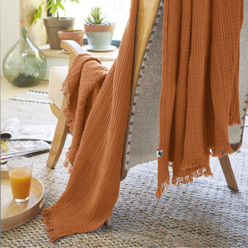 Plaid / Couvre lit Gaze de Coton GAIA