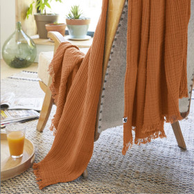 Plaid / Couvre lit Gaze de Coton GAIA