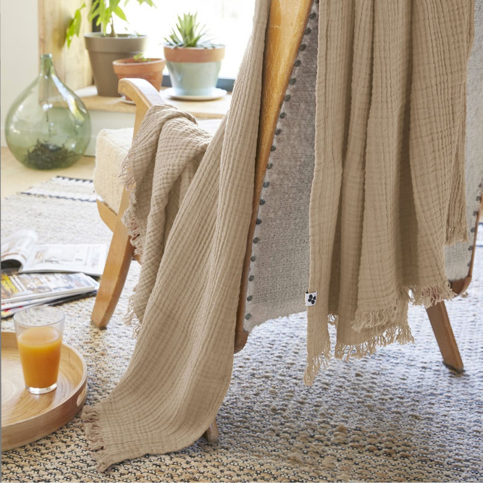 Plaid & Couvre-Lit GAIA – L'Effet Papillon | Impression Lin