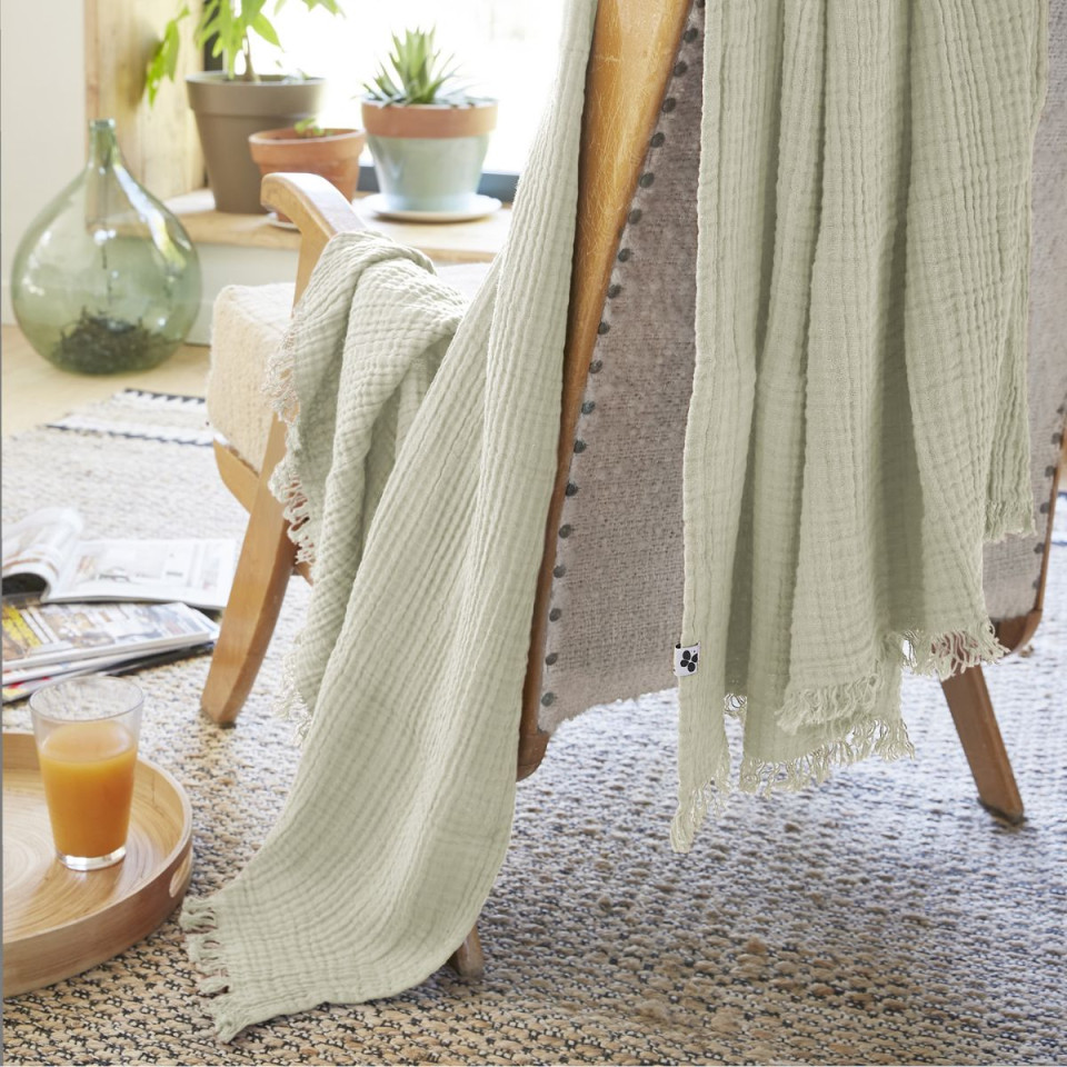 Plaid / Couvre lit Gaze de Coton GAIA