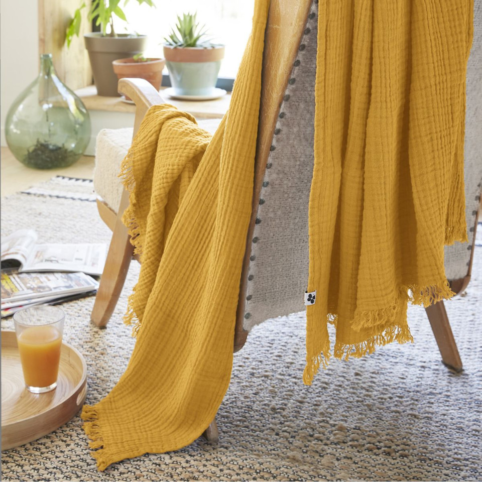 Plaid / Couvre lit Gaze de Coton GAIA