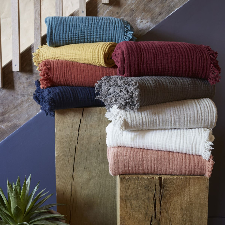 Plaid / Couvre lit Gaze de Coton GAIA