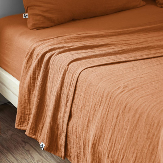 Drap plat Gaze de coton GAIA - L'Effet papillon | Impression lin