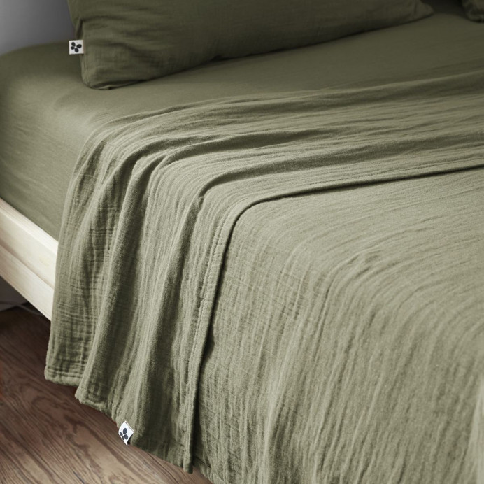 Drap plat Gaze de coton GAIA - L'Effet papillon | Impression lin