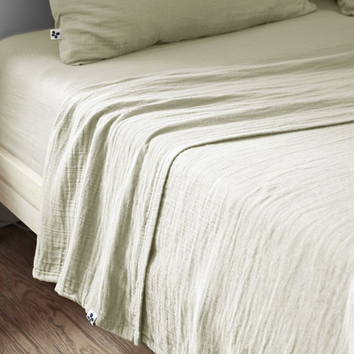 Drap plat Gaze de coton GAIA - L'Effet papillon | Impression lin