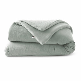 Plaid / Couvre Lit Matelassé Gaze de Coton GAIA Couleur:Eucalyptus  L'Effet Papillon