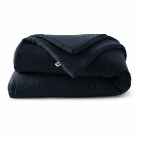 Plaid / Couvre Lit Matelassé Gaze de Coton GAIA Couleur:Minuit  L'Effet Papillon