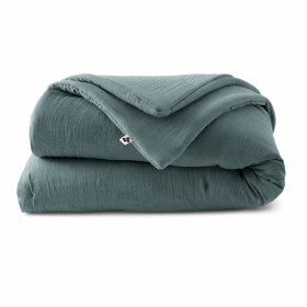 Plaid / Couvre Lit Matelassé Gaze de Coton GAIA Couleur:Canard  L'Effet Papillon