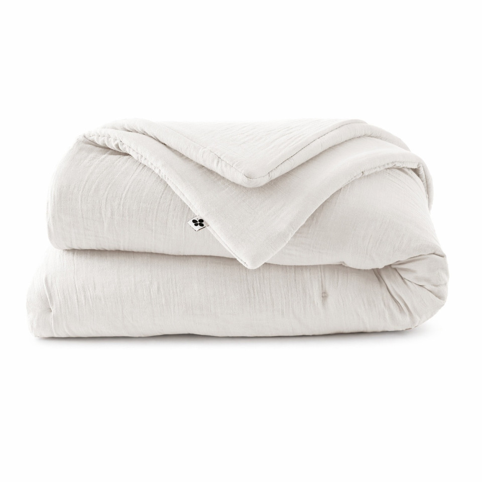 Plaid / Couvre Lit Matelassé Gaze de Coton GAIA Couleur:Chantilly  L'Effet Papillon