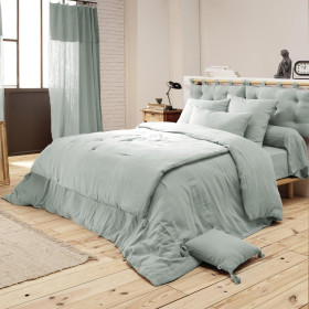 Plaid / Couvre Lit Matelassé Gaze de Coton GAIA Couleur:Vert d'Eau  L'Effet Papillon