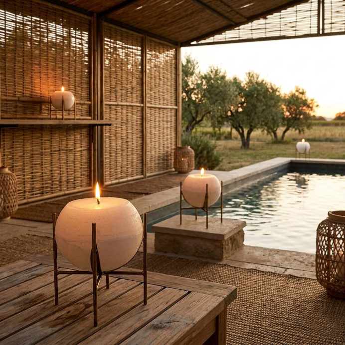 Bougie d'Extérieur Support Métal EVENT - Affari | Impression lin