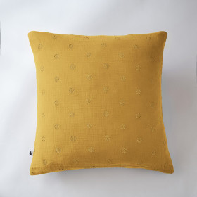Taie d'Oreiller Gaze de coton GAIA BOHO Couleur:Safran Dimensions:60 x 60 L'Effet Papillon