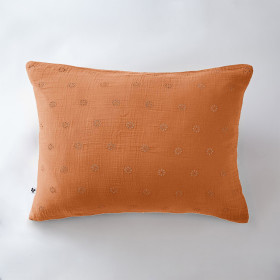Taie d'Oreiller Gaze de coton GAIA BOHO Couleur:Abricot Dimensions:50 x 70 L'Effet Papillon