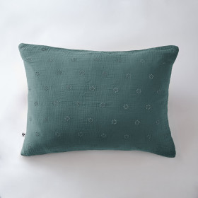 Taie d'Oreiller Gaze de coton GAIA BOHO Couleur:Canard Dimensions:50 x 70 L'Effet Papillon