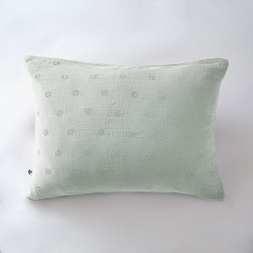 Taie d'Oreiller Gaze de coton GAIA BOHO Couleur:Eucalyptus Dimensions:50 x 70 L'Effet Papillon