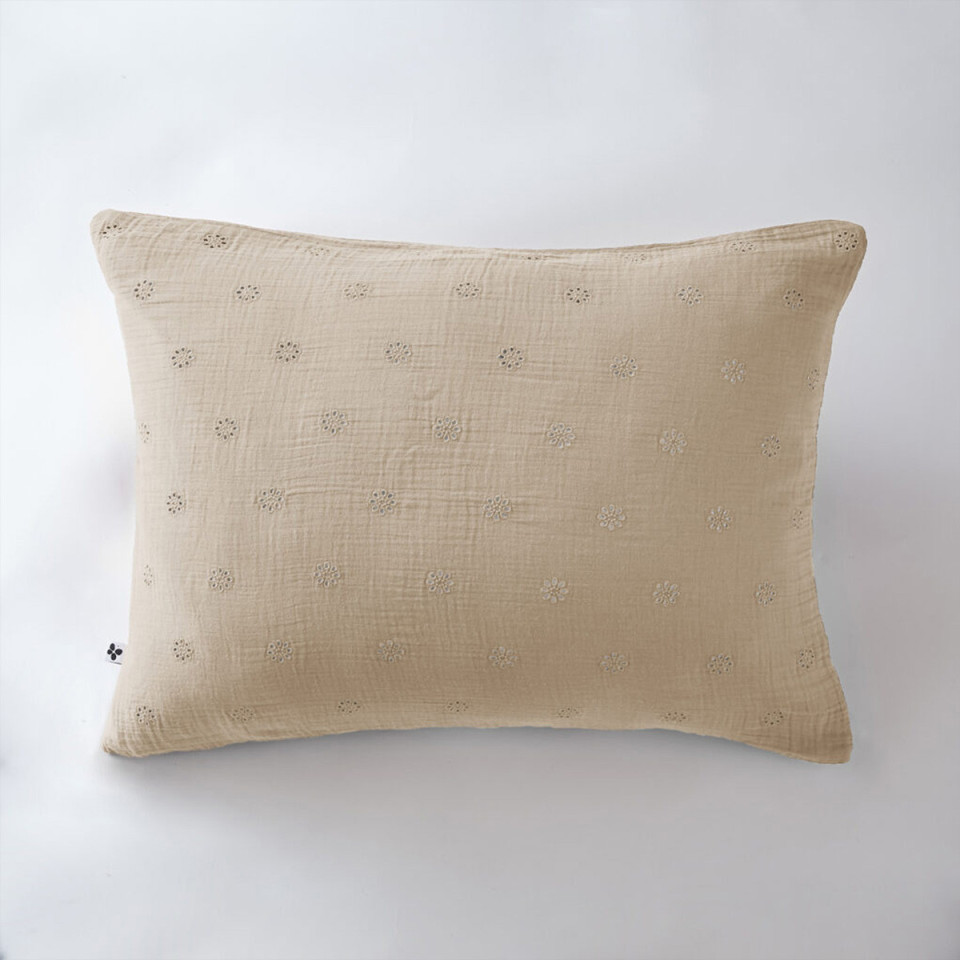 Taie d'Oreiller Gaze de coton GAIA BOHO Couleur:Ficelle Dimensions:50 x 70 L'Effet Papillon