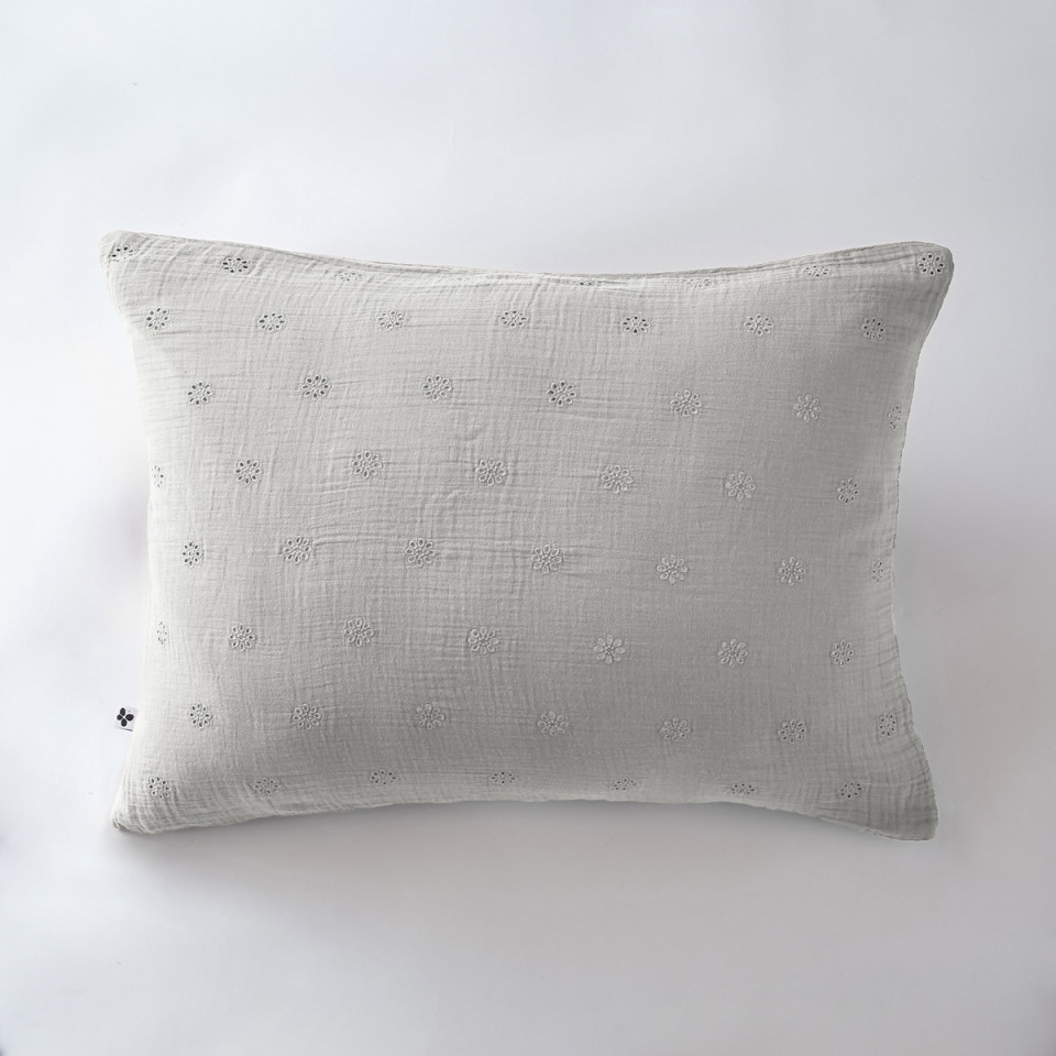Taie d'Oreiller Gaze de coton GAIA BOHO Couleur:Nuage Dimensions:50 x 70 L'Effet Papillon