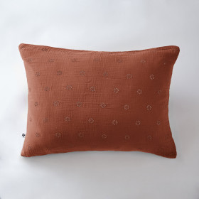 Taie d'Oreiller Gaze de coton GAIA BOHO Couleur:Terracotta Dimensions:50 x 70 L'Effet Papillon