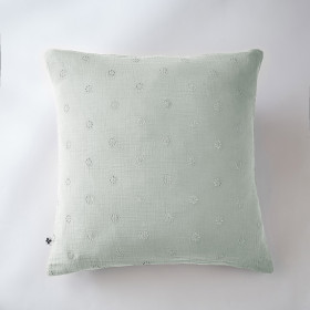Taie d'Oreiller Gaze de coton GAIA BOHO Couleur:Eucalyptus Dimensions:60 x 60 L'Effet Papillon