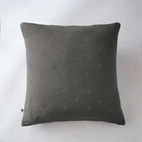 Taie d'Oreiller Gaze de coton GAIA BOHO Couleur:Granit Dimensions:60 x 60 L'Effet Papillon