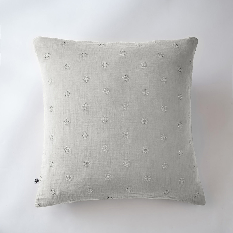Taie d'Oreiller Gaze de coton GAIA BOHO Couleur:Nuage Dimensions:60 x 60 L'Effet Papillon
