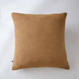 Taie d'Oreiller Gaze de coton GAIA BOHO Couleur:Camel Dimensions:60 x 60 L'Effet Papillon
