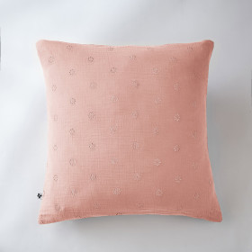 Taie d'Oreiller Gaze de coton GAIA BOHO Couleur:Rose pêche Dimensions:60 x 60 L'Effet Papillon