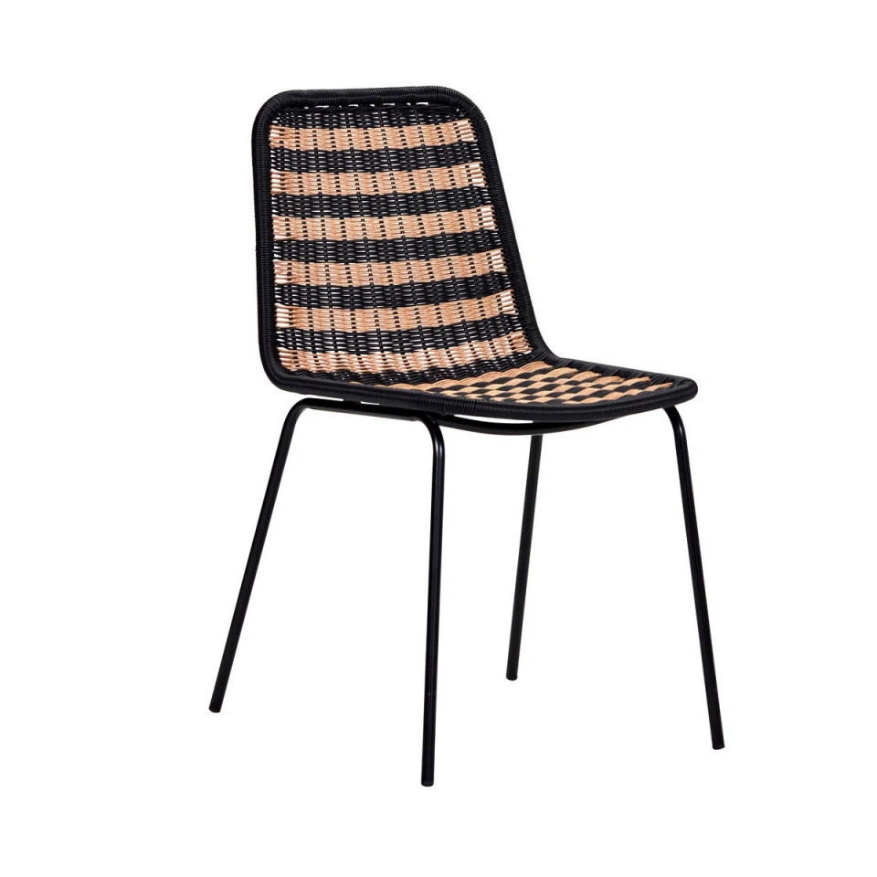 Chaise Effet Osier Tressé HAPUR Couleur:Naturel/Noir House Doctor