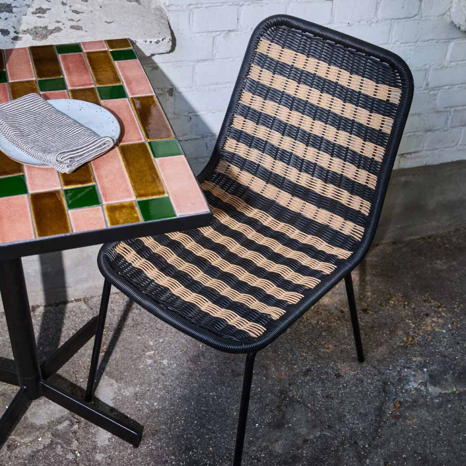 Chaise Effet Osier Tressé HAPUR Couleur:Naturel/Noir House Doctor
