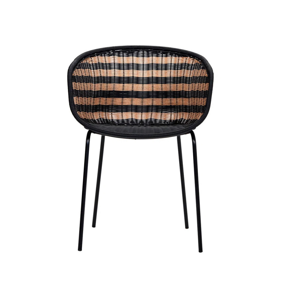 Fauteuil Effet Osier Tressé HAPUR Couleur:Naturel/Noir House Doctor