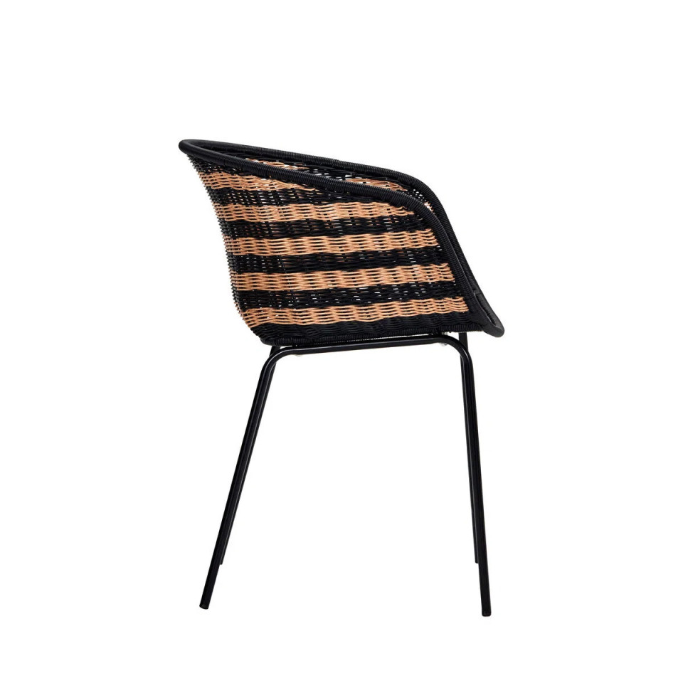 Fauteuil Effet Osier Tressé HAPUR Couleur:Naturel/Noir House Doctor