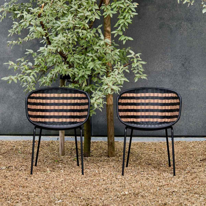 Fauteuil Effet Osier Tressé HAPUR - House doctor | Impression lin
