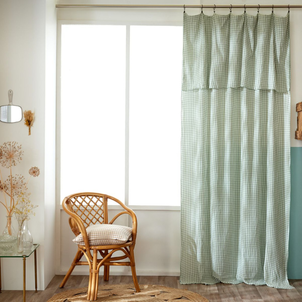 Rideau + Anneaux Pince Gaze de coton VICKIE