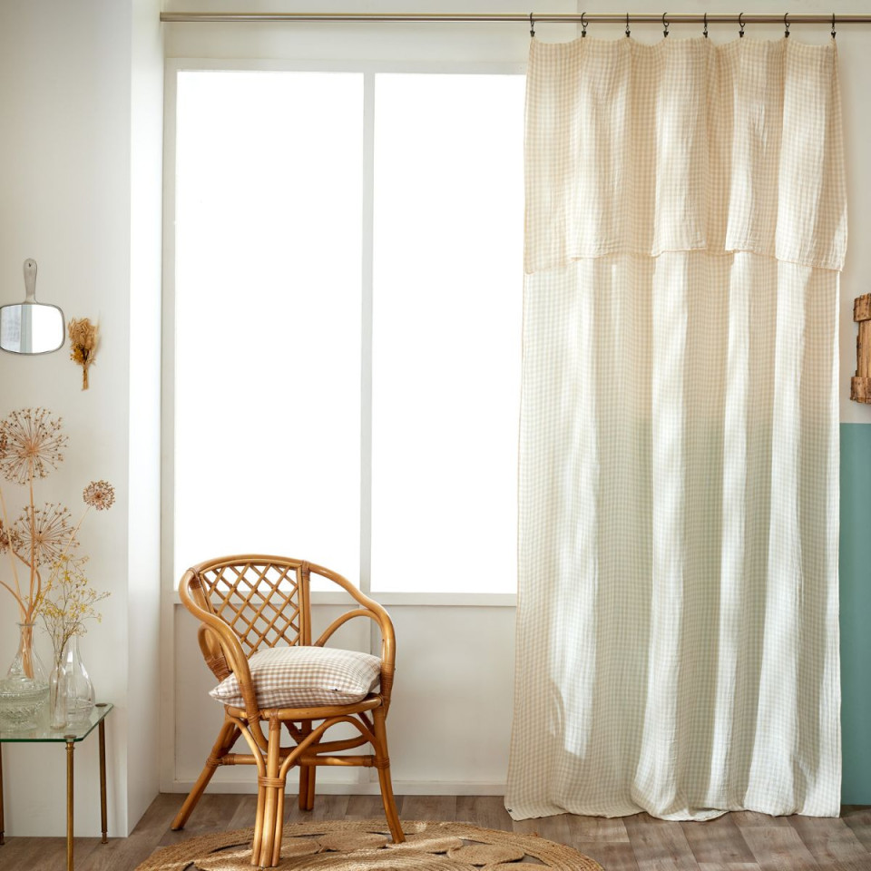 Rideau + Anneaux Pince Gaze de coton VICKIE