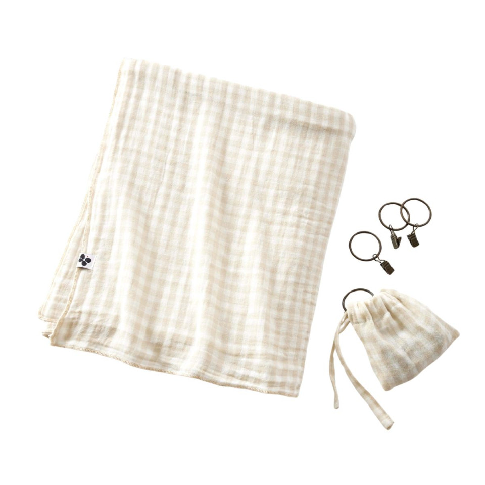 Rideau + Anneaux Pince Gaze de coton VICKIE