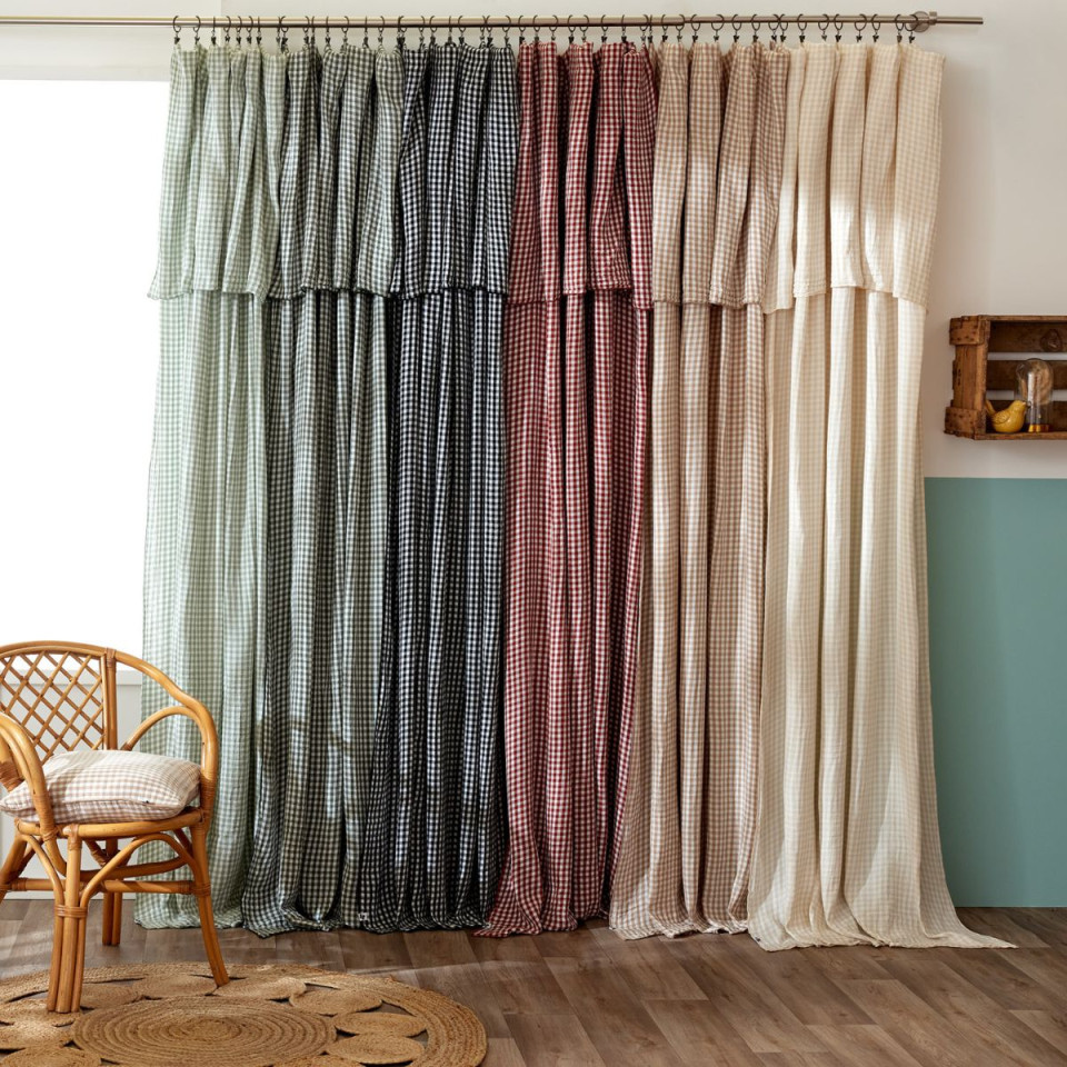 Rideau + Anneaux Pince Gaze de coton VICKIE