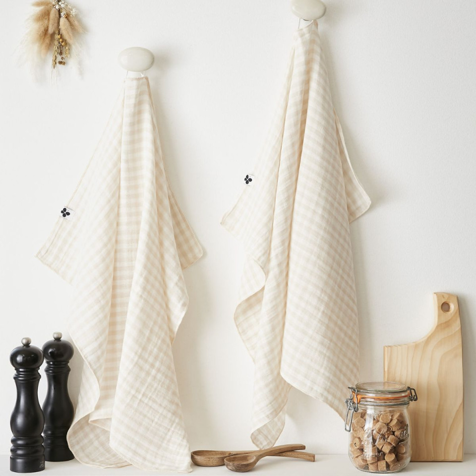 Lot de 2 Torchons Gaze de Coton VICKIE