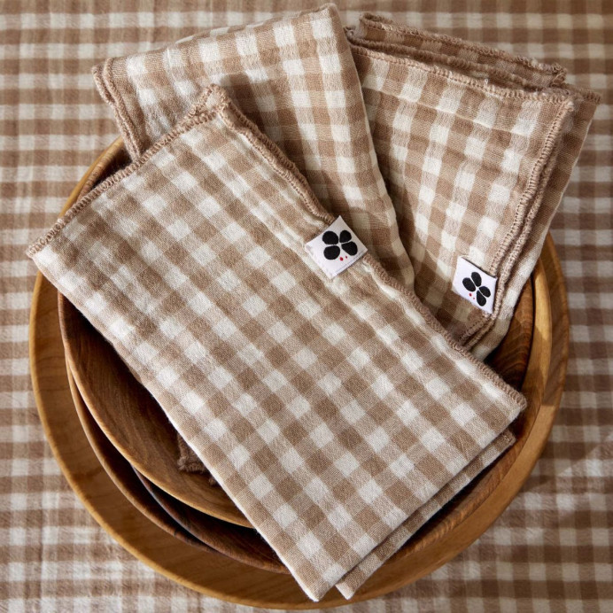 Lot de 3 Serviettes Gaze de coton VICKIE