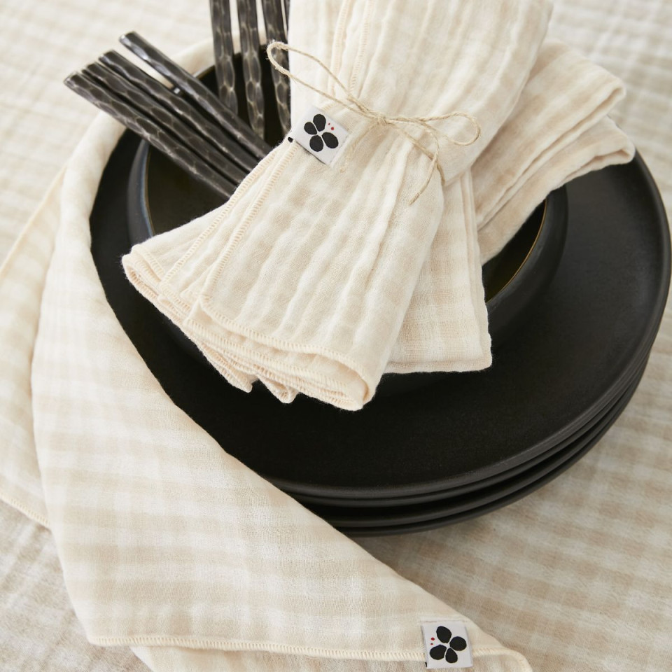 Lot de 3 Serviettes Gaze de coton VICKIE