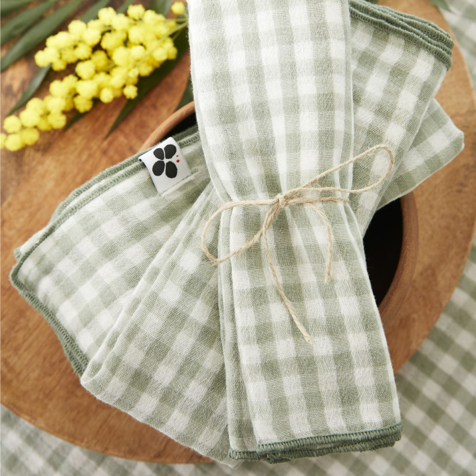 Lot de 3 Serviettes Gaze de coton VICKIE