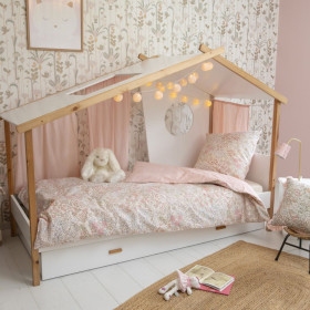 Parure de lit en Coton PIMPRENELLE Couleur:Rose Pêche  L'Effet Papillon