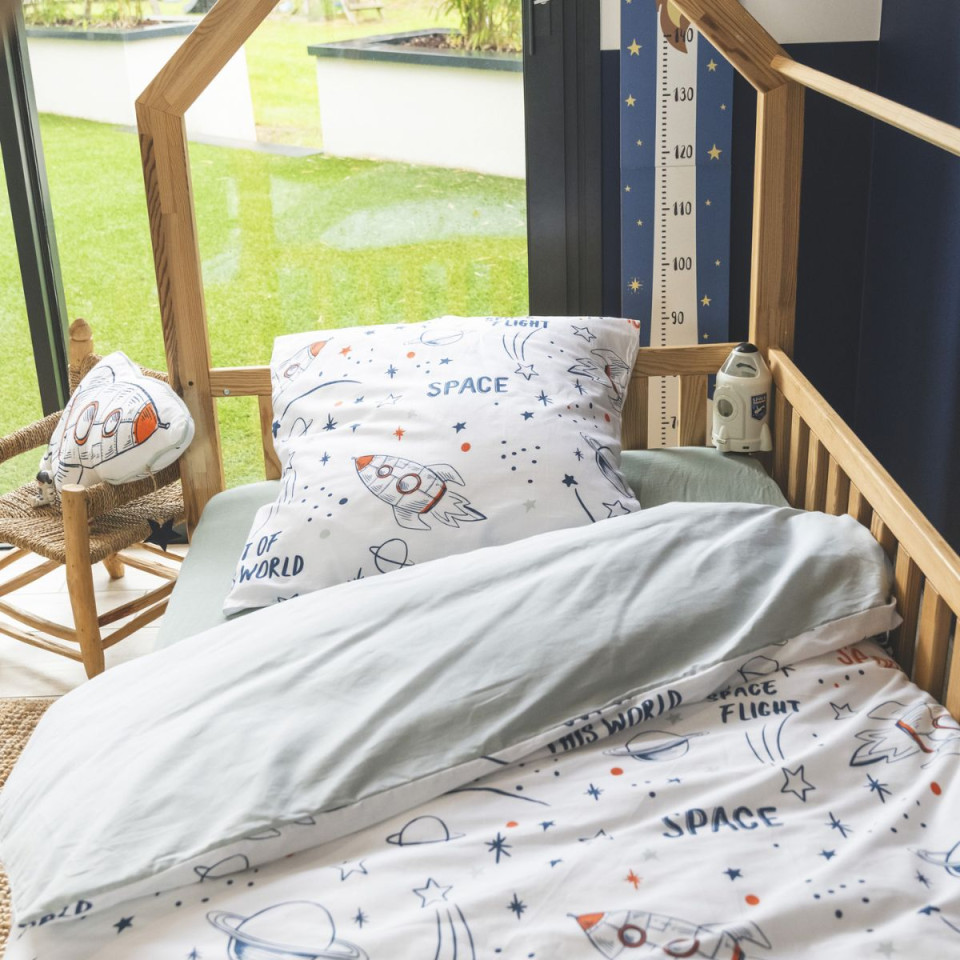 Parure de lit en Coton GALAXIE Couleur:Minuit  L'Effet Papillon